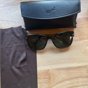 PERSOL PO3313S Black Sunglasses w/Green Lenses